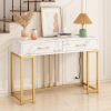 Console Table with 2 Drawers, Entryway Table with Outlets and USB Ports, Sofa Table Narrow Long with Storage Shelves for Living Room