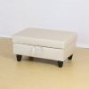 Rectangular Upholstered Ottoman With Storage And Liquid Rod,Tufted Semi Pu Synthetic Leather Ottoman Foot Rest For Living Room,Bedroom,Dorm Latte