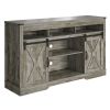 58" Farmhouse Double-Door Three-Layer TV Cabinet in Light Gray