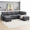 [VIDEO provided] [New] 104.3*78.7" Modern L-shaped Sectional Sofa,7-seat Linen Fabric Couch Set with Chaise Lounge and Convertible Ottoman for Living