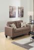 Living Room Furniture 2pc Sofa Set Light Coffee Polyfiber Tufted Sofa Loveseat w Pillows Cushion Couch Solid pine