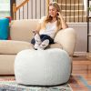 Jaxx Ellis Ottoman Shearling Faux-Lamb Plush Pouf for Modern Interior Design, Large, Cloud