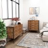 Industrial Style 6 Drawer Double Dresser; Rustic Brown Wood Storage Dresser Clothes Organizer with Sturdy Steel Frame;  Chest with 6 Drawer;  Storage