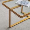 Minimalism rectangle coffee table; Golden metal frame with tempered glass tabletop