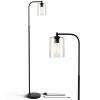 Industrial Floor Lamp with Glass Shade-Black