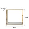 2-Tier Console Table, Gold Sofa Entry Table with Faux Marble Top and Gold Metal Frame for Home