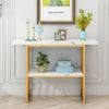 Gold Entryway Table, Modern 42-Inch Console/Accent Table with Geometric Metal Legs, Faux Marble Narrow Wood Sofa, Foyer Table for Entrance, Living Roo