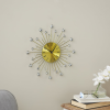 DecMode Gold Metal Glam Wall Clock, 15'L x 0.5'W x 15'H, Features Starburst Design