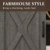 Dark Gray Farmhouse Storage Cabinet Sideboard Shelves Movable Barn Door Tv Stands For Living Room Indoor