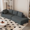 125" Stylish Chaise Lounge Modern Indoor Lounge Sofa Sleeper Sofa with Clean Lines for Living Room, Grey