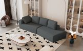 125" Stylish Chaise Lounge Modern Indoor Lounge Sofa Sleeper Sofa with Clean Lines for Living Room, Grey