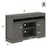 Dark Gray Farmhouse Storage Cabinet Sideboard Shelves Movable Barn Door Tv Stands For Living Room Indoor