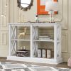 TREXM Console Table with 3-Tier Open Storage Spaces and "X" Legs, Narrow Sofa Entry Table for Living Room (White)