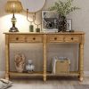 Console Table Sofa Table Easy Assembly with Two Storage Drawers and Bottom Shelf for Living Room, Entryway