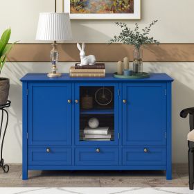 44.9" Modern Accent Cabinet Console Table Sideboard with 3 Doors & 3 Drawers for Living Room, Dining Room (Color: Blue)