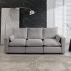 3 Seat Sofa with Removable Back and Seat Cushions and 2 pillows,Teddy Fabric Couch for Living Room, Office, Apartment