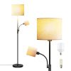 67.32In Mother Daughter Floor Lamp with Linen Shade 3200K Brightness 360Â° Adjustable Reading Light Modern Decoration Standing Lamp for Living Room Be