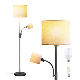 67.32In Mother Daughter Floor Lamp with Linen Shade 3200K Brightness 360Â° Adjustable Reading Light Modern Decoration Standing Lamp for Living Room Be (Color: Beige)