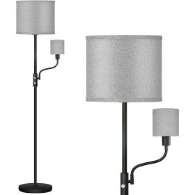 67.32In Mother Daughter Floor Lamp with Linen Shade 3200K Brightness 360Â° Adjustable Reading Light Modern Decoration Standing Lamp for Living Room Be (Color: Grey)