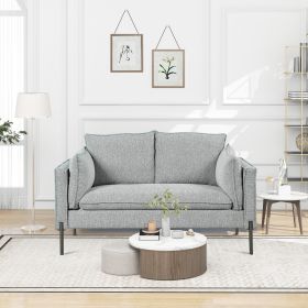 Modern Style Sofa Linen Fabric Loveseat Small Love Seats Couch for Small Spaces; Living Room; Apartment (Color: Gray)