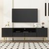 U-Can Modern TV Stand for 70+ Inch TV, Entertainment Center TV Media Console Table, with Shelf, 2 Drawers and 2 Cabinets, TV Console Cabinet Furniture