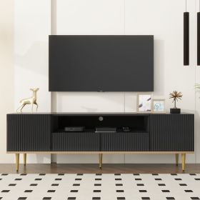 U-Can Modern TV Stand for 70+ Inch TV, Entertainment Center TV Media Console Table, with Shelf, 2 Drawers and 2 Cabinets, TV Console Cabinet Furniture (Color: As pic)