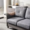 Living Room General Use Linen Fabric Faux Leather with Wood Leg Love Seat