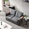 Living Room General Use Linen Fabric Faux Leather with Wood Leg Love Seat