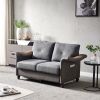 Living Room General Use Linen Fabric Faux Leather with Wood Leg Love Seat