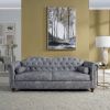 Classic Traditional Living Room Upholstered Sofa with high-tech Fabric Surface/ Chesterfield Tufted Fabric Sofa Couch, Large-White