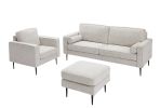 Living Room Upholstered Sofa with high-tech Fabric Surface/ Chesterfield Tufted Fabric Sofa Couch, Large-White.