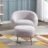 Modern Comfy Leisure Accent Chair; Teddy Short Plush Particle Velvet Armchair with Ottoman for Living Room