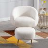 Modern Comfy Leisure Accent Chair; Teddy Short Plush Particle Velvet Armchair with Ottoman for Living Room