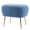 Modern Comfy Leisure Accent Chair; Teddy Short Plush Particle Velvet Armchair with Ottoman for Living Room