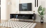 U-Can Modern TV Stand for 70+ Inch TV, Entertainment Center TV Media Console Table, with Shelf, 2 Drawers and 2 Cabinets, TV Console Cabinet Furniture