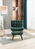 Modern Soft Velvet Fabric Material Large Width Accent Chair Leisure Chair Armchair TV Chair Bedroom Chair With Ottoman Black Legs For Indoor Home And