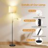 67.32In Mother Daughter Floor Lamp with Linen Shade 3200K Brightness 360Â° Adjustable Reading Light Modern Decoration Standing Lamp for Living Room Be