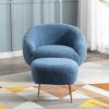 Modern Comfy Leisure Accent Chair; Teddy Short Plush Particle Velvet Armchair with Ottoman for Living Room