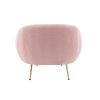 Modern Comfy Leisure Accent Chair; Teddy Short Plush Particle Velvet Armchair with Ottoman for Living Room