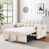 Modern Velvet Loveseat Futon Sofa Couch w/Pullout Bed,Small Love Seat Lounge Sofa w/Reclining Backrest,Toss Pillows, Pockets,Furniture for Living Room