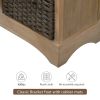 Rustic Acacia Wood Storage Cabinet with Two Drawers and Four Classic Rattan Baskets for Dining Room, Entryway, or Living Room