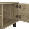 Tv Stand for TVÂ´s up 43" Three Open Shelves Fredericia, One Cabinet, Light Oak Finish