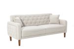 New Design Muitifunction Furniture Linen Sofa 2 Pillows Living Room Gray Loveseat with Button Tufting Easy to Clean